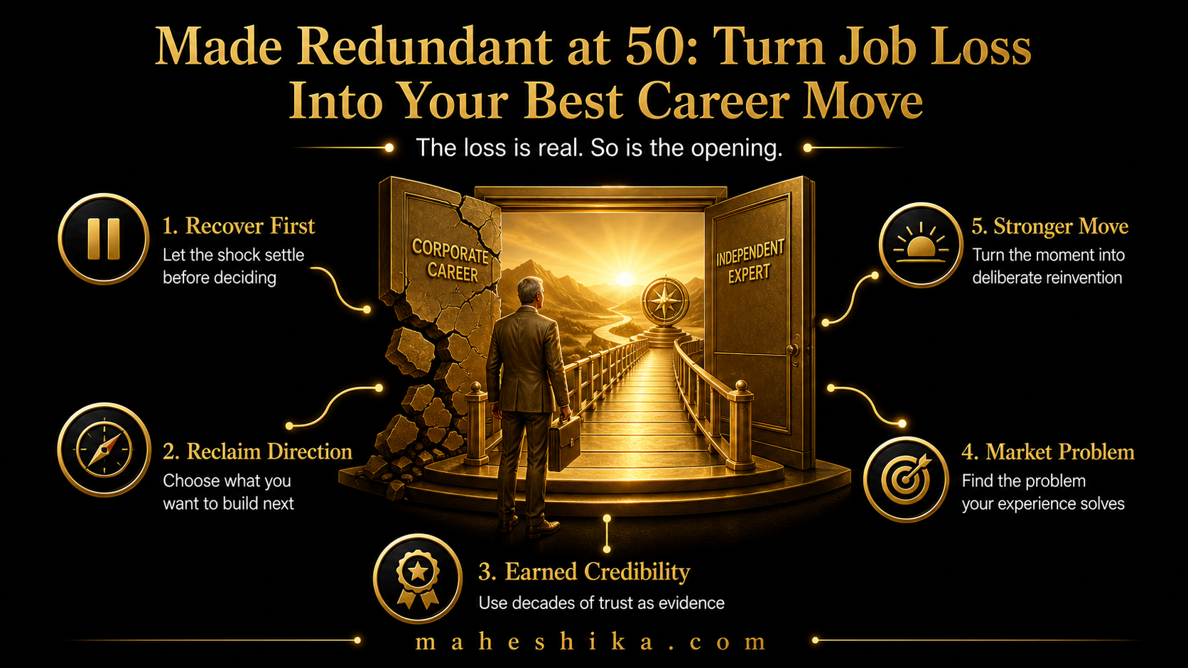 Professional in their 50s looking forward with confidence after career change