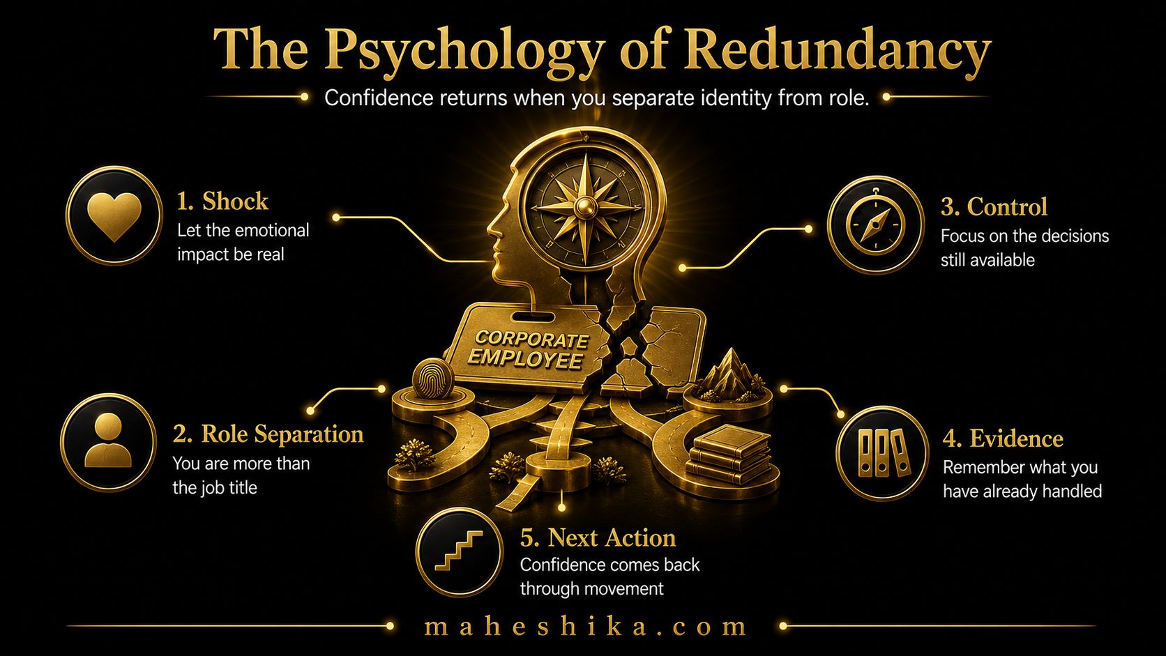 Professional navigating the psychological transition after redundancy with clarity