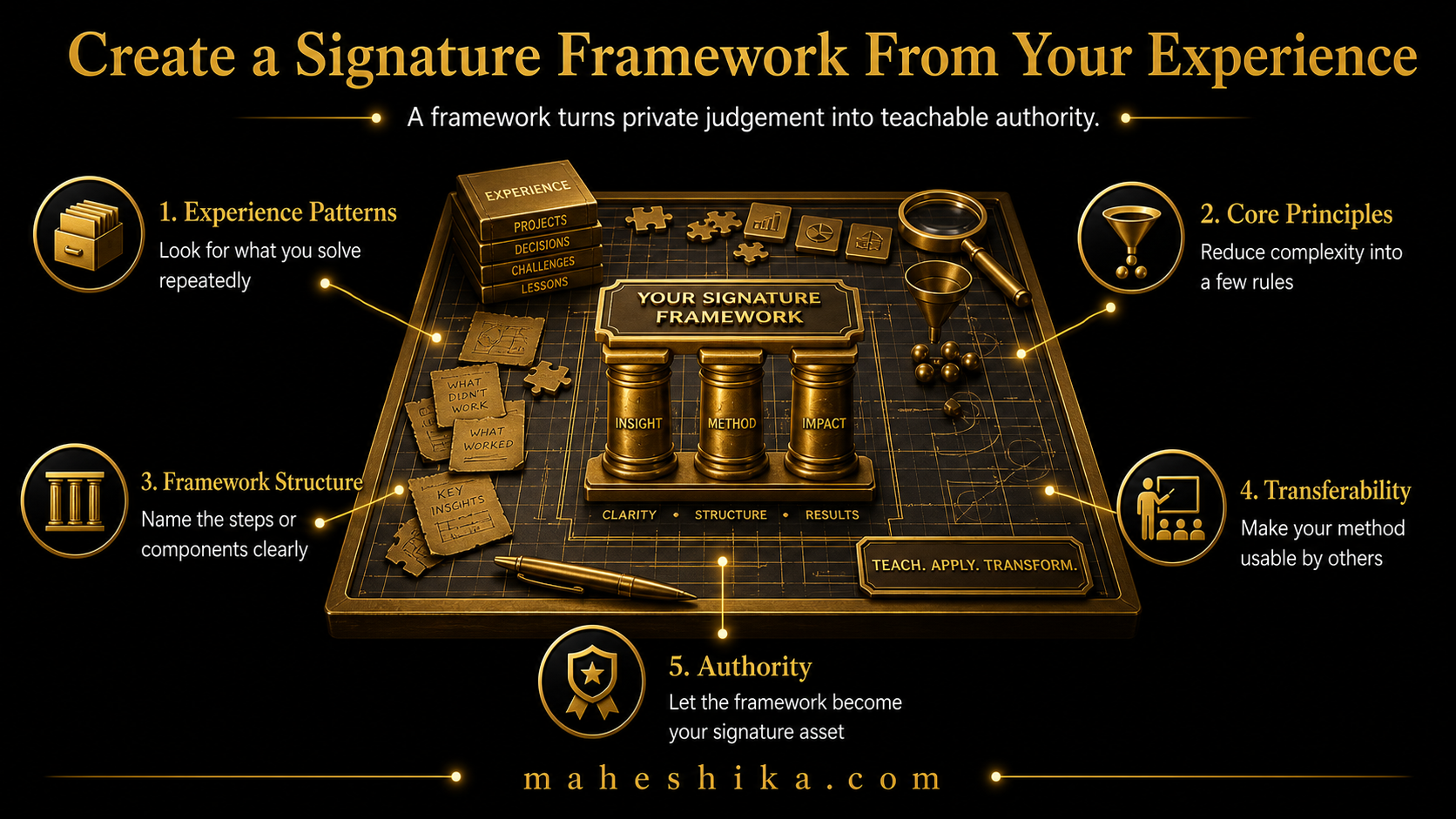Creating a signature framework from professional experience